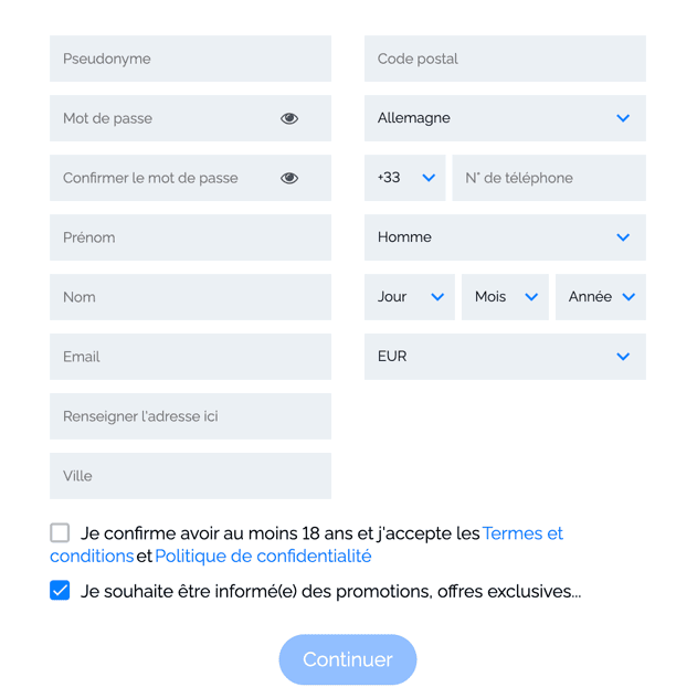 S&rsquo;inscrire Azur casino